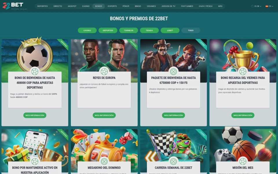 Бонусы и акции 22bet