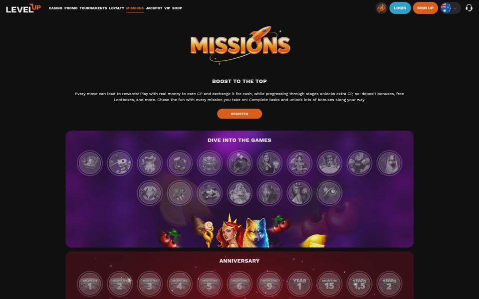 Миссии LevelUp Casino