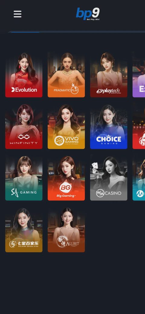 BP9 live casino — mobile version