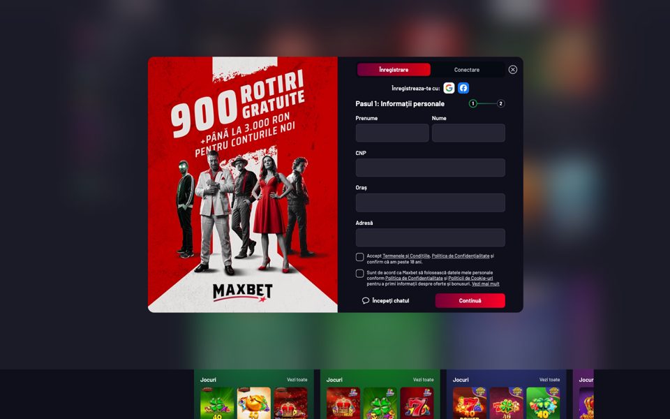 Форма регистрации Maxbet