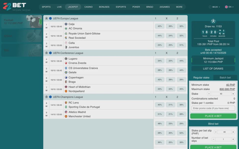 Джекпоты 22bet