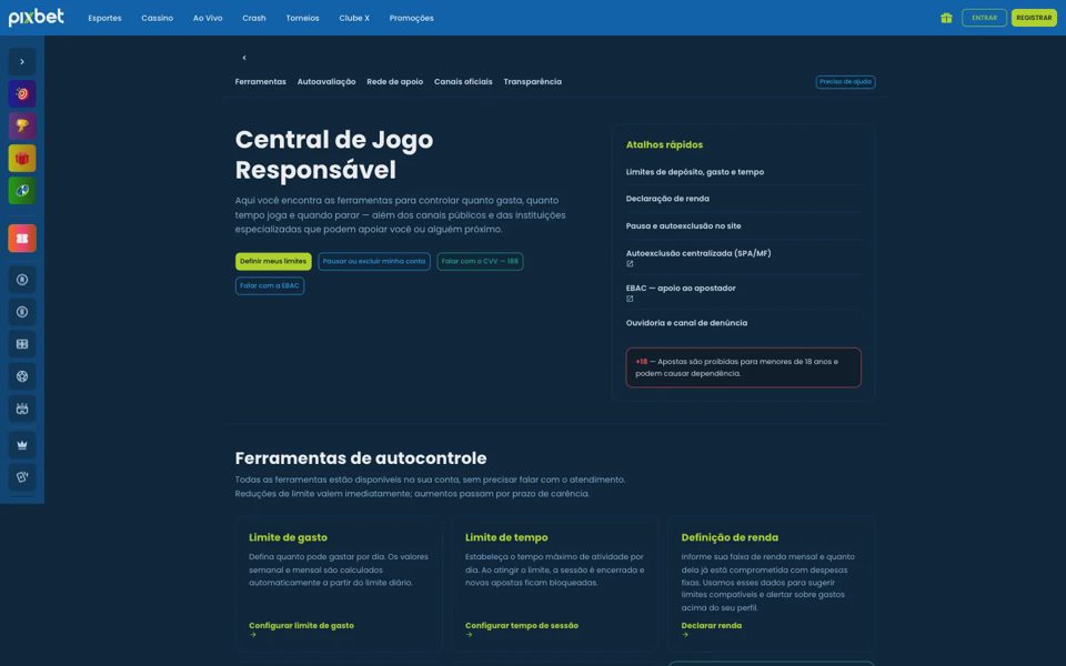 Ответственная игра на Pixbet