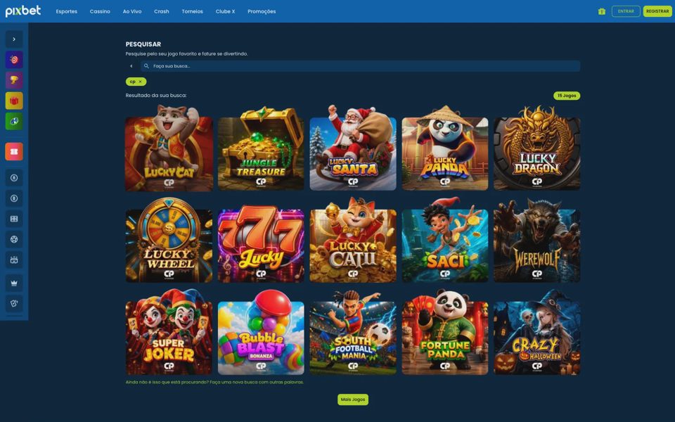 Pixbet casino catalog