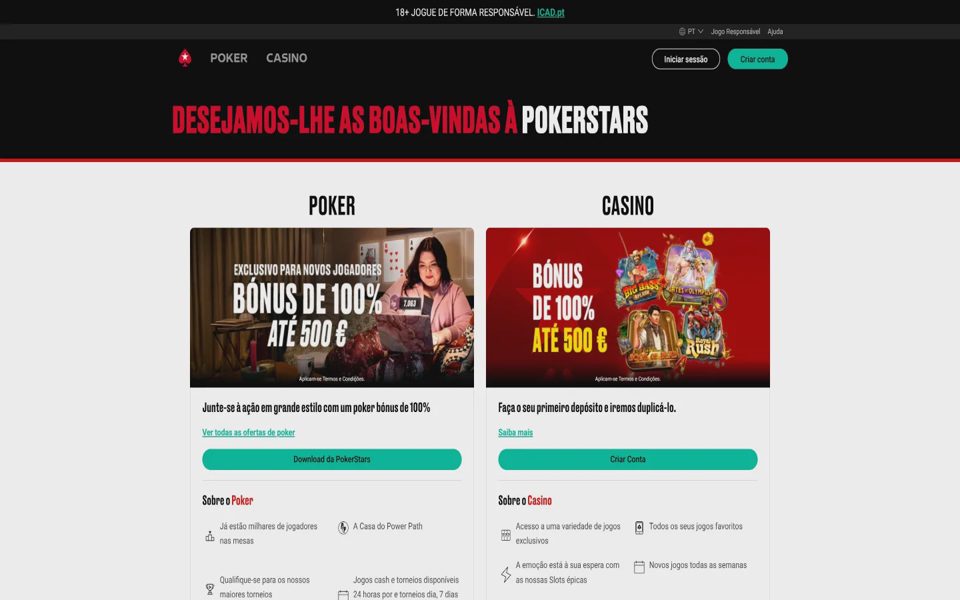 PokerStars home page