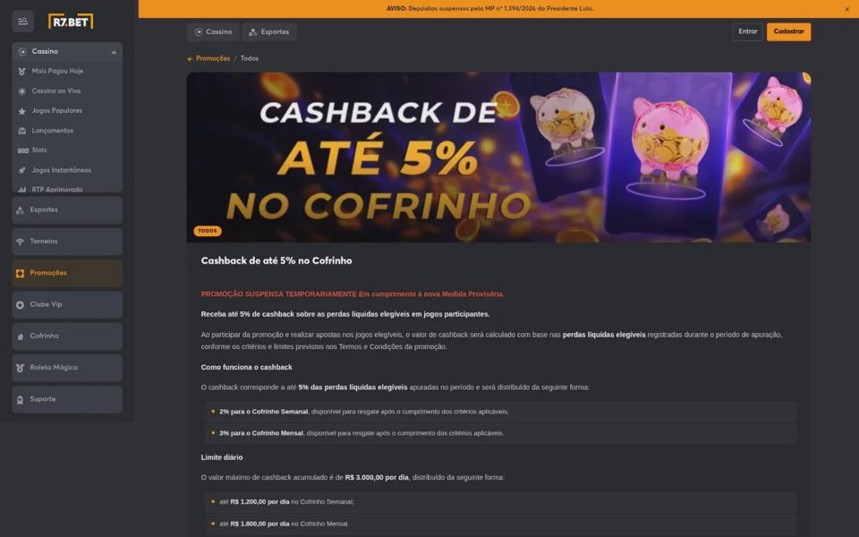 Страница акции R7.bet