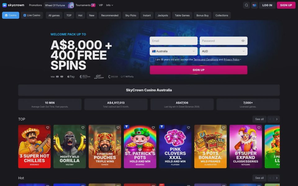 Skycrown home page