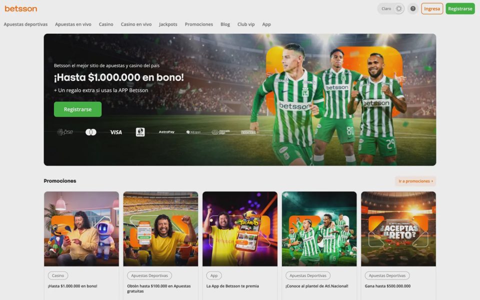 Главная страница Betsson