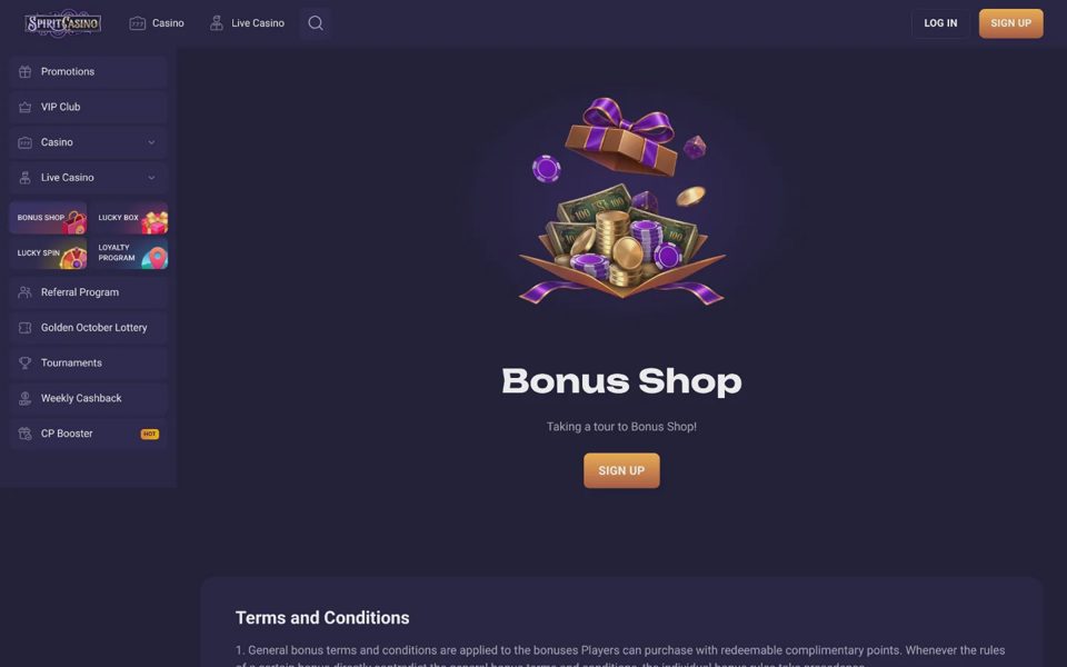 Spirit Casino rewards