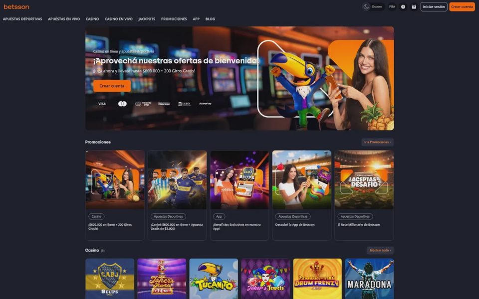 Главная страница Betsson