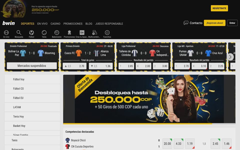 Главная страница Bwin