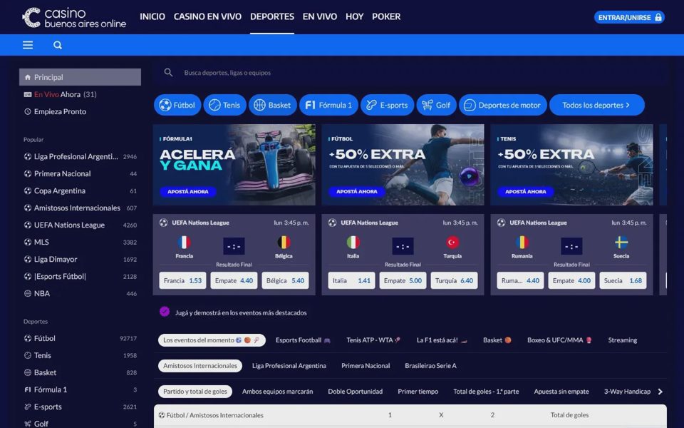 Ставки на спорт Casino Buenos Aires Online