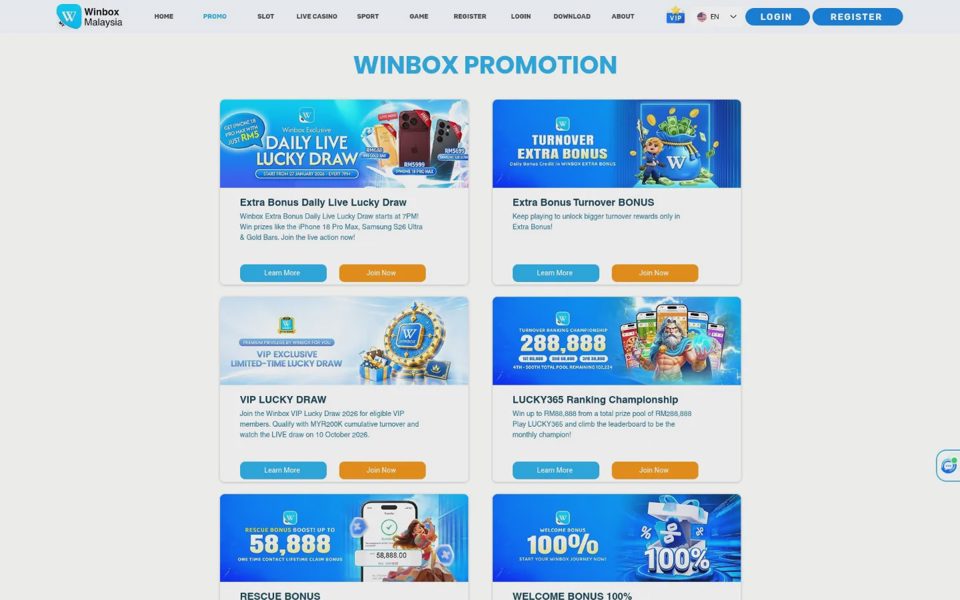 Winbox bonuses and promotions