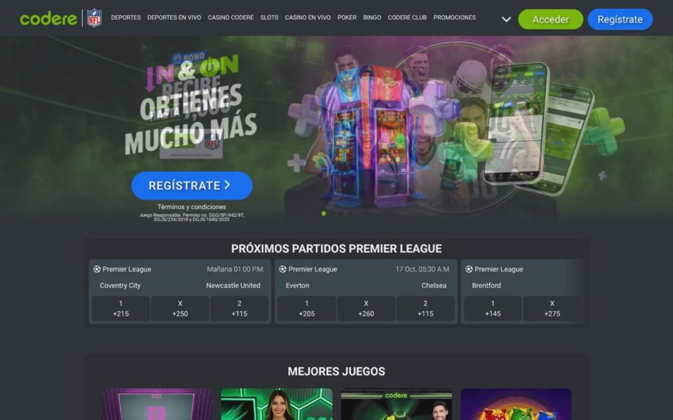 Главная страница Codere
