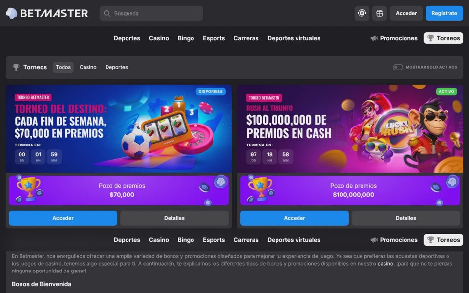 Betmaster tournaments