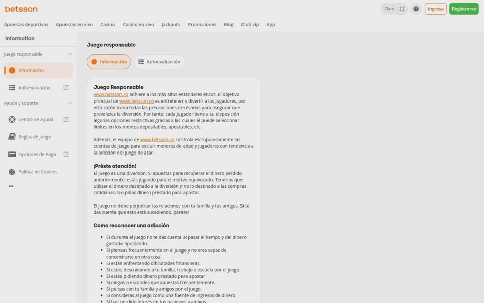 Ответственная игра на Betsson