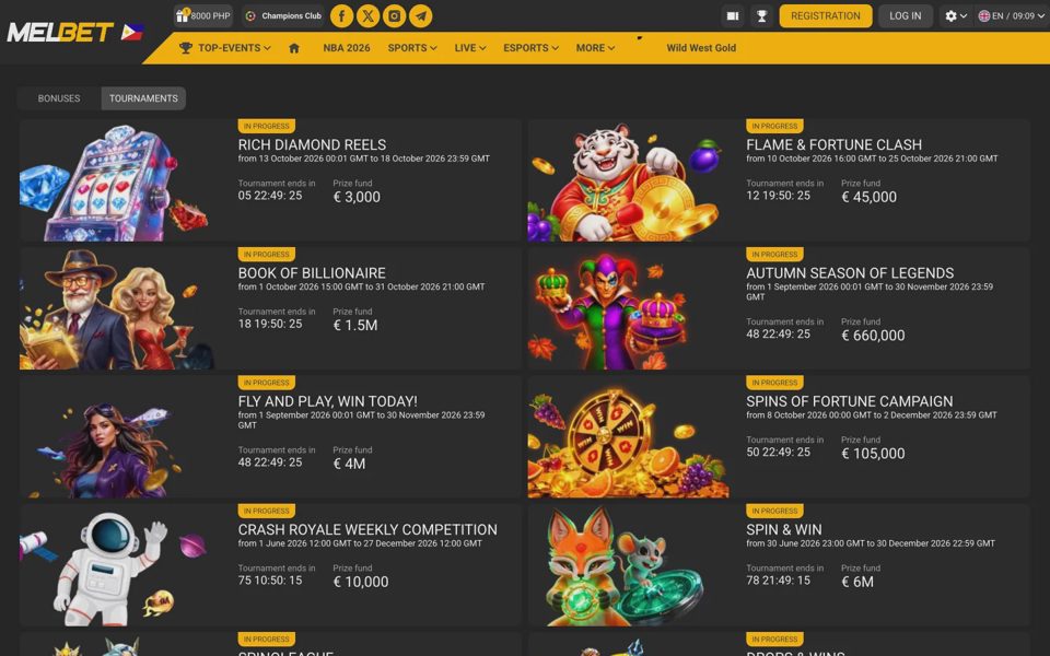 Турниры Melbet