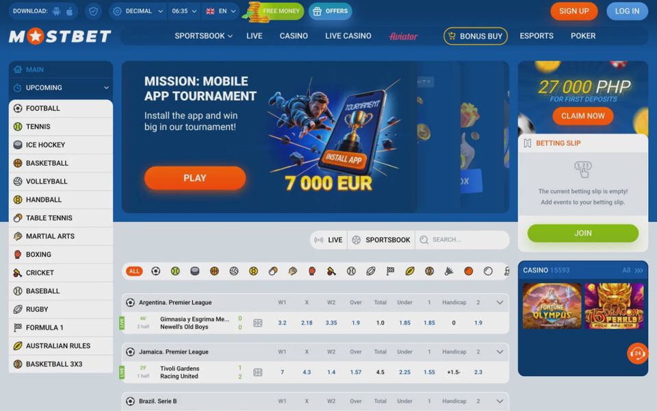 Главная страница Mostbet