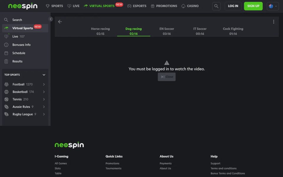 Виртуальный спорт Neospin