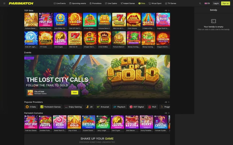 Parimatch casino catalog