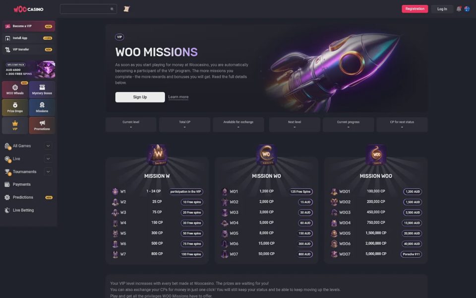 Программа лояльности Woocasino