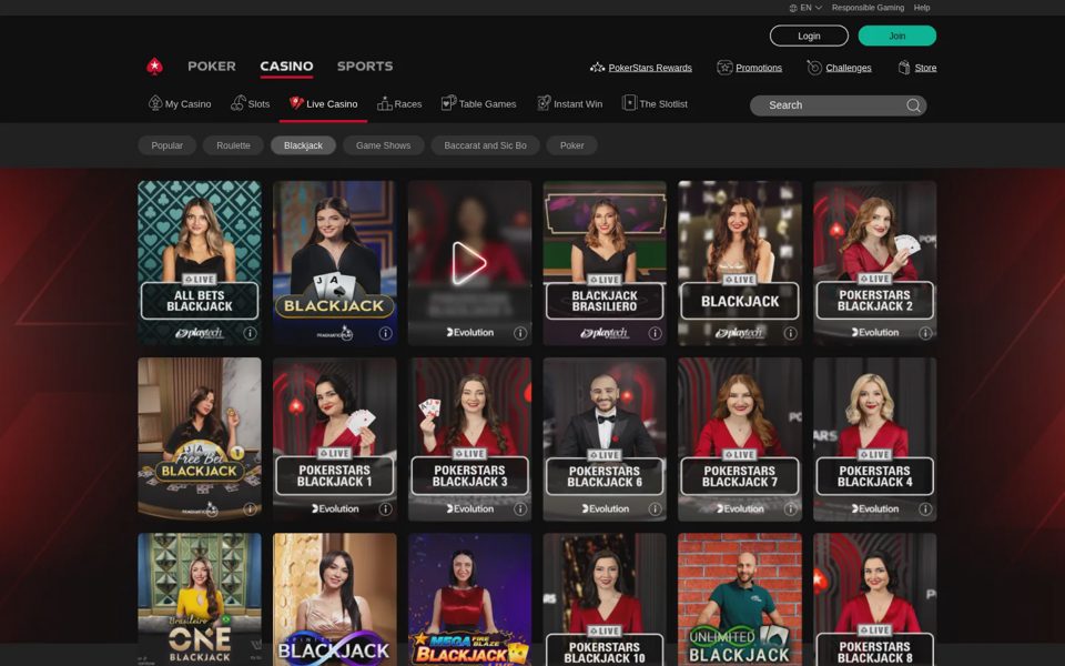 Live-казино PokerStars