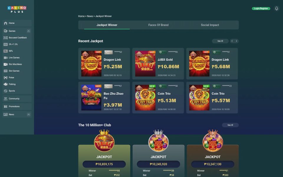 Casino Plus jackpots