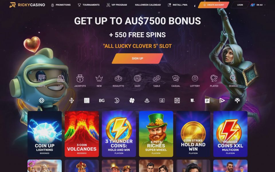 Главная страница Ricky Casino