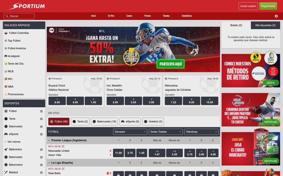 Главная страница Sportium