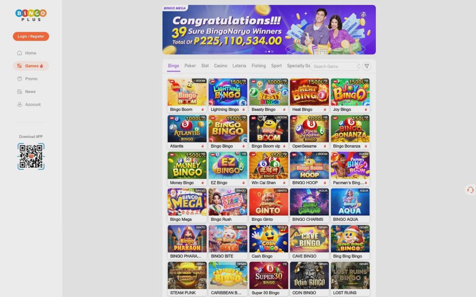 Каталог казино BingoPlus