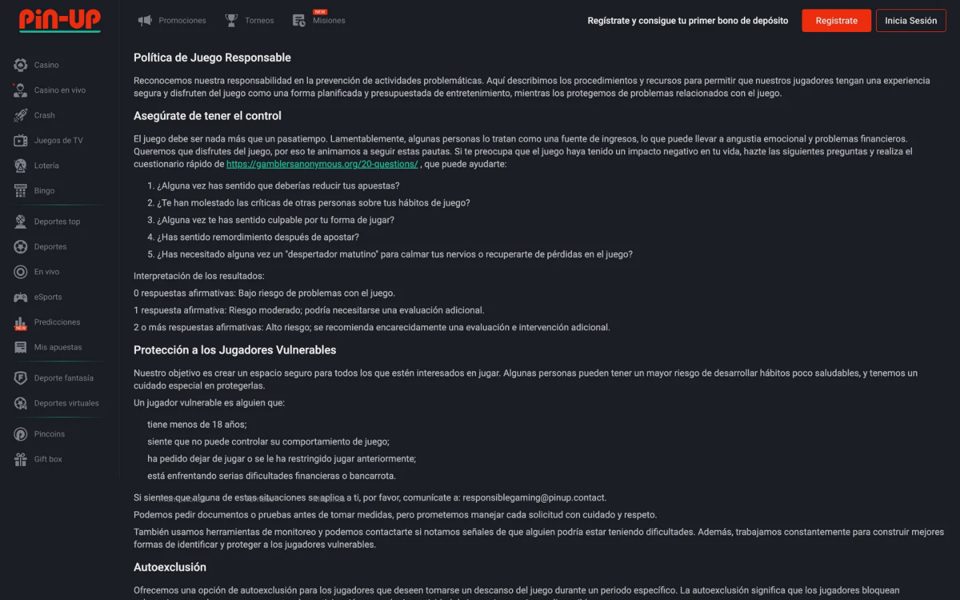 Ответственная игра на Pin-Up