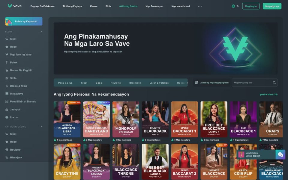 Vave live casino
