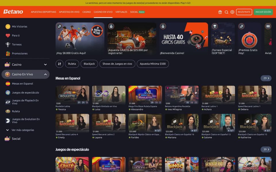 Live-казино Betano