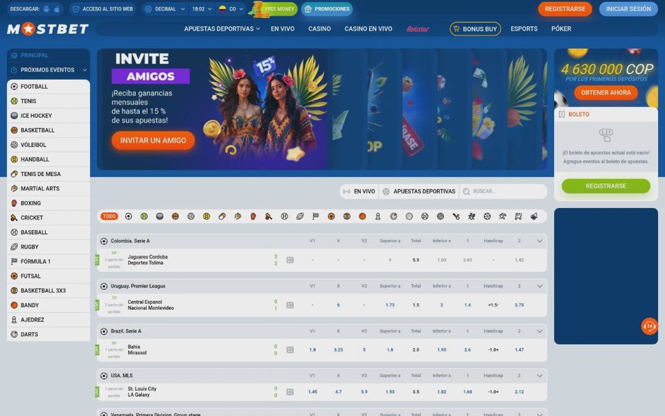 Главная страница Mostbet