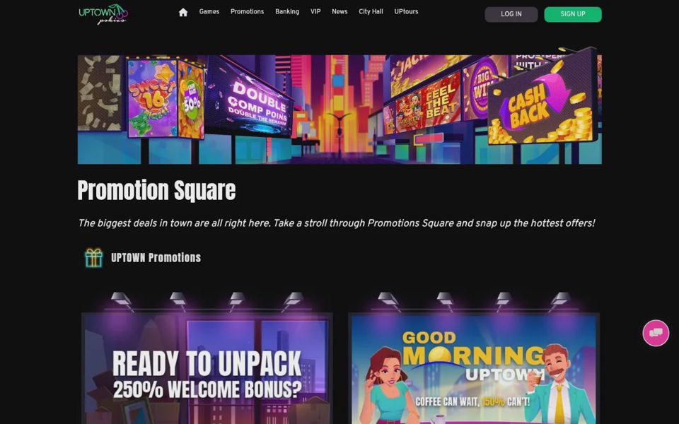 Бонусы и акции Uptown Pokies