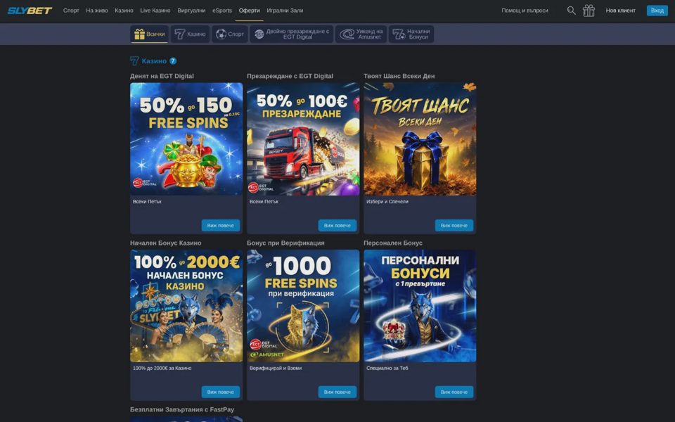 Бонусы и акции Slybet