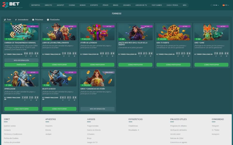 Турниры 22bet