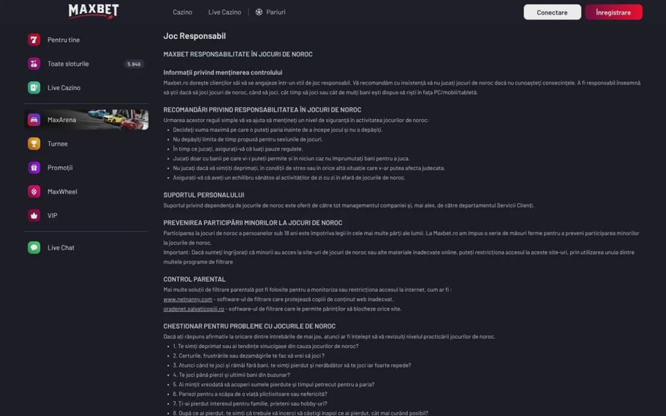 Ответственная игра на Maxbet