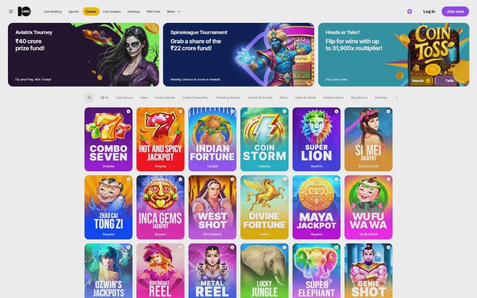 10CRIC jackpots