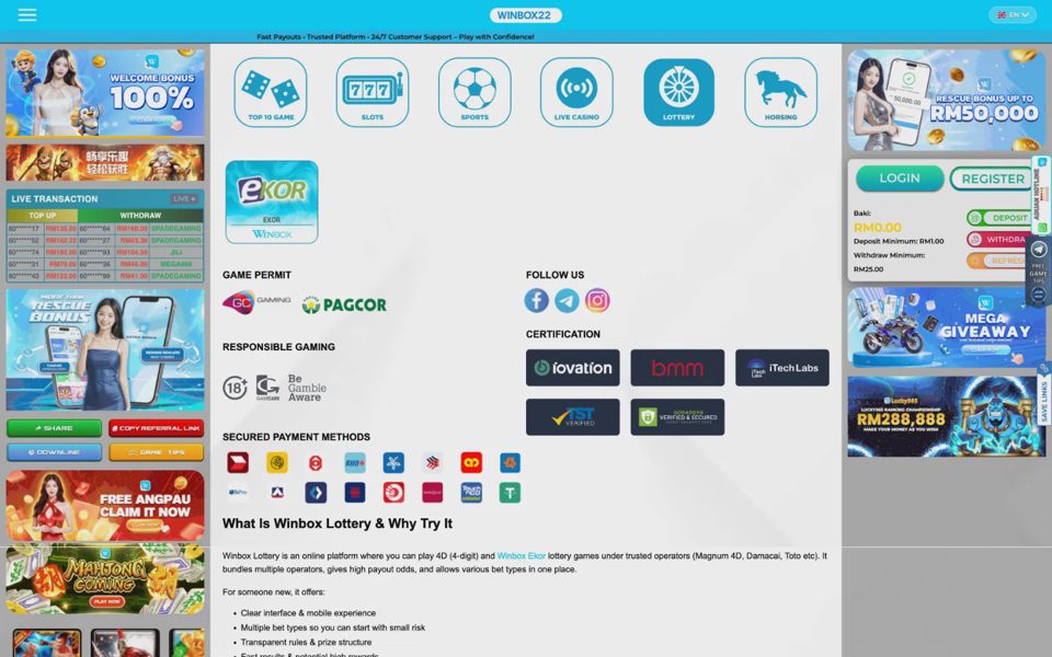 Winbox lotteries