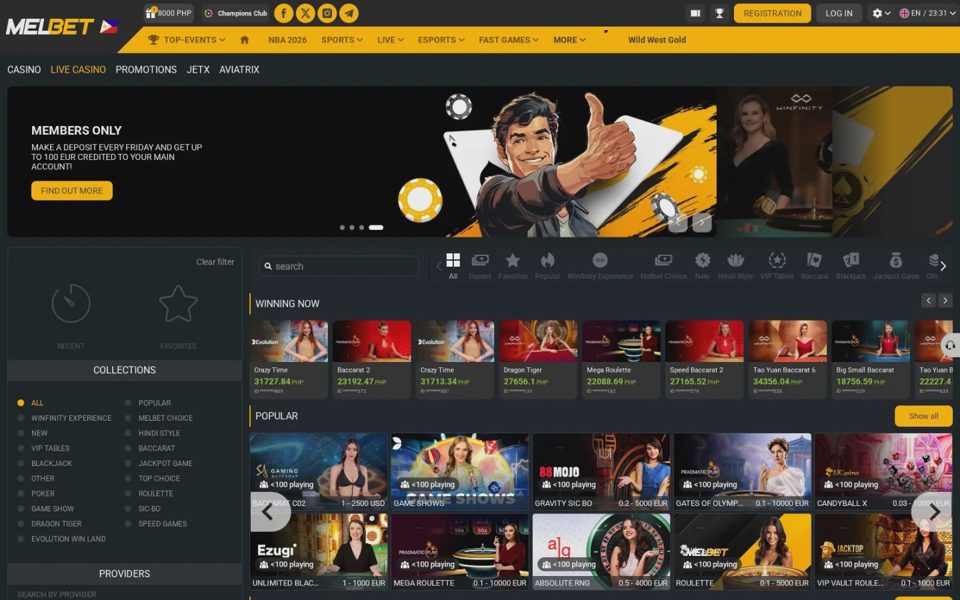 Live-казино Melbet