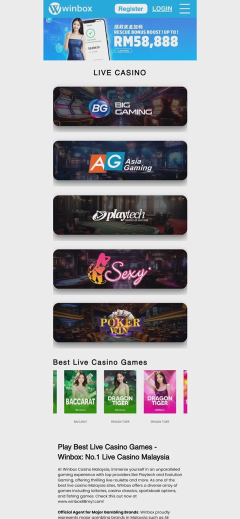 Winbox live casino — mobile version