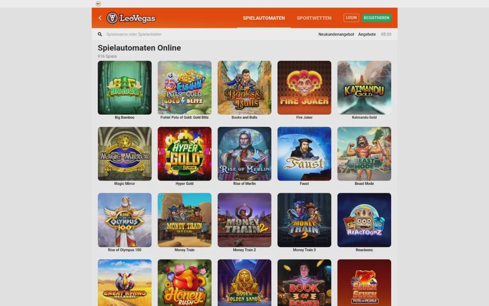 Каталог казино LeoVegas