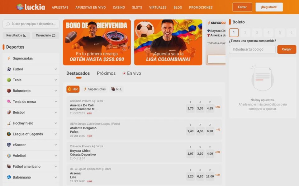 Luckia home page
