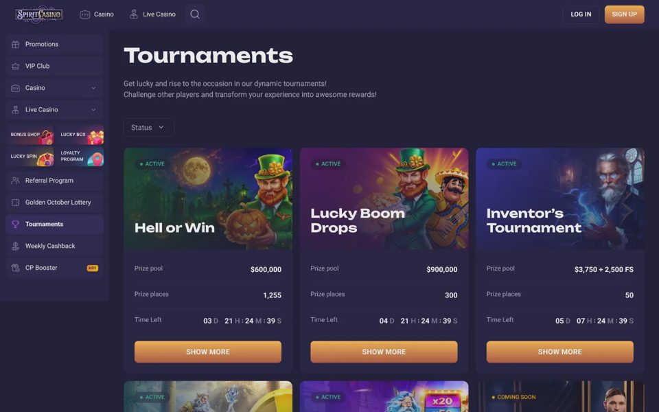 Spirit Casino tournaments