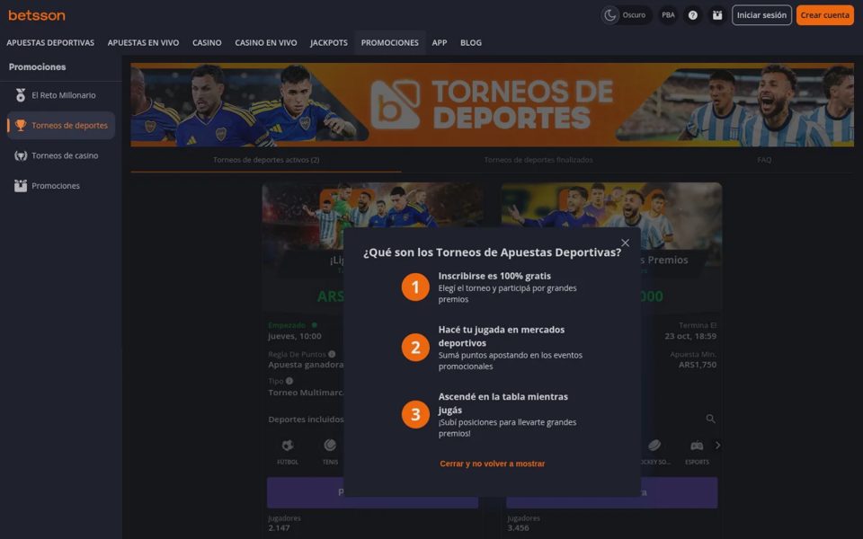 Страница акции Betsson