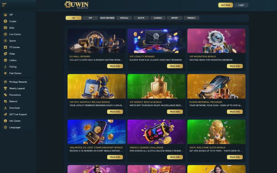 Euwin bonuses and promotions