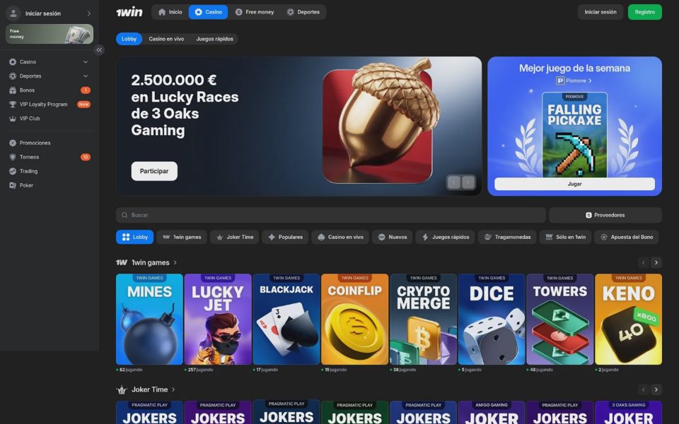 Каталог казино 1win