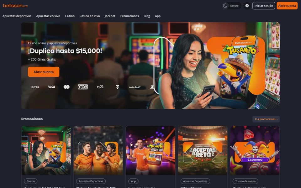 Главная страница Betsson