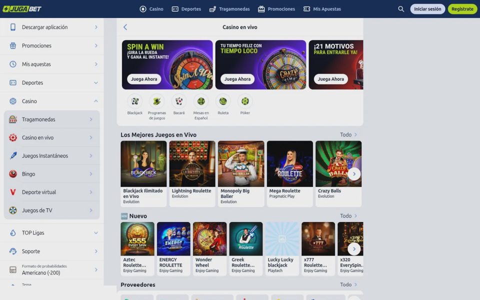 Jugabet live casino