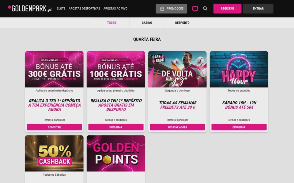Golden Park bonuses and promotions